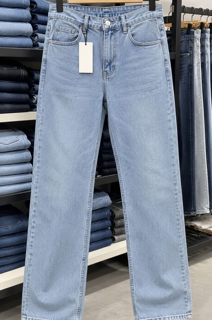 Men's Light Blue Washed Straight Jeans
