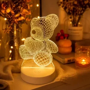 3D Teddy Bear LED Night Lamp – Charming Ambient Table Lighting