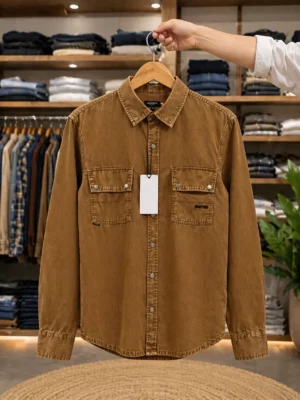 Men's Olive Brown Full Sleeve Slim Fit Solid Shirt – Premium Quality
